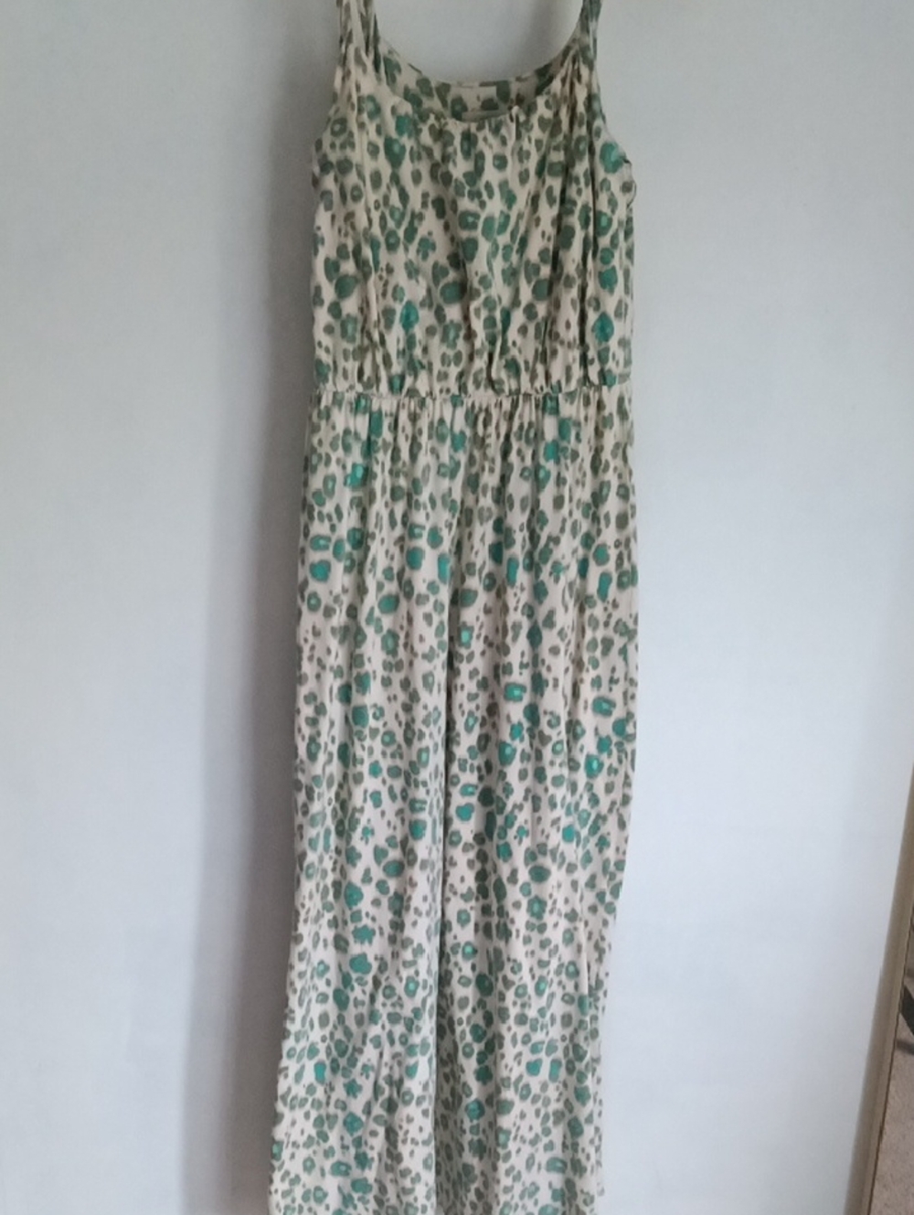 LOFT Cream Dress with Teal and Olive Spot Print